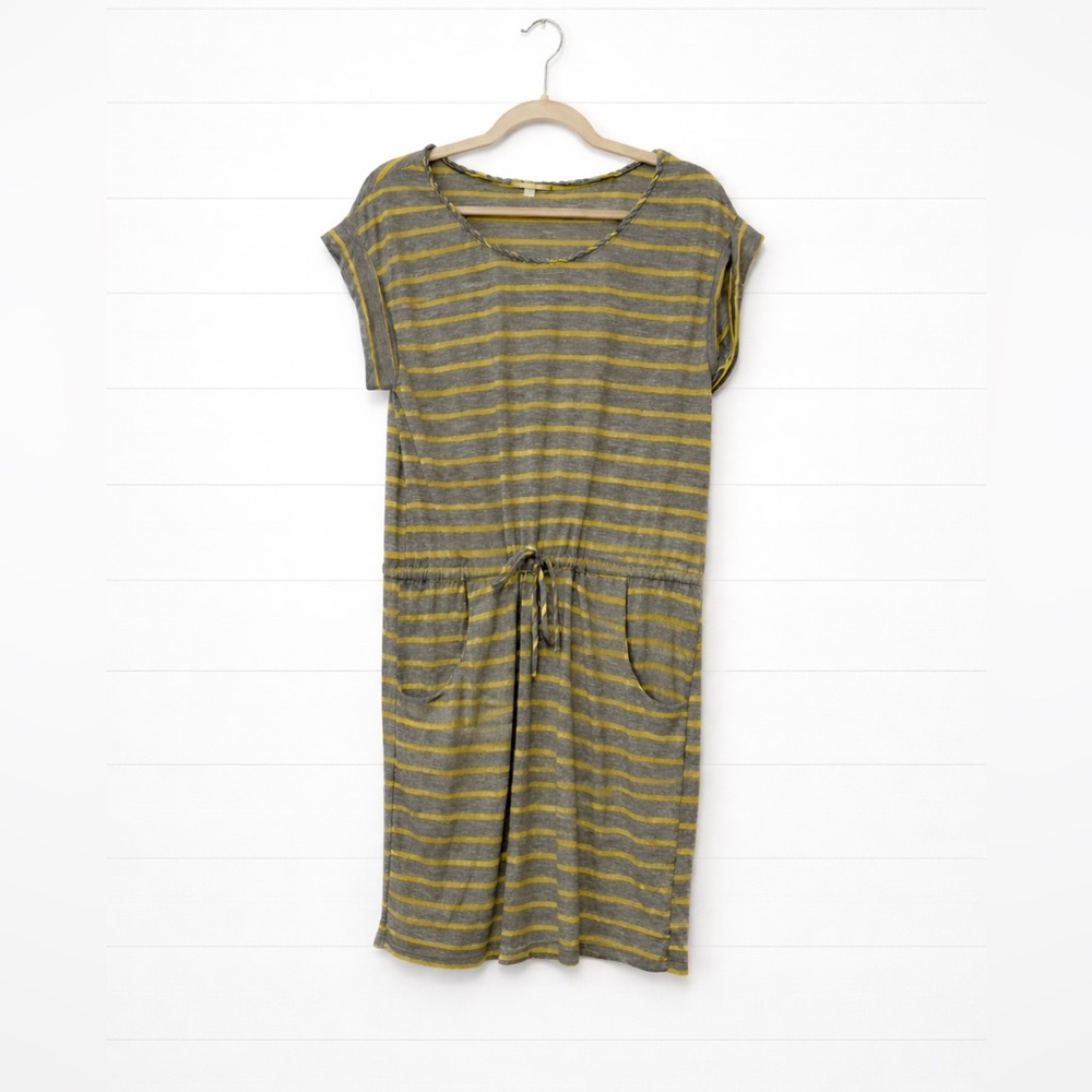 Gianni Bini Gray and Neon Green Striped Dress
